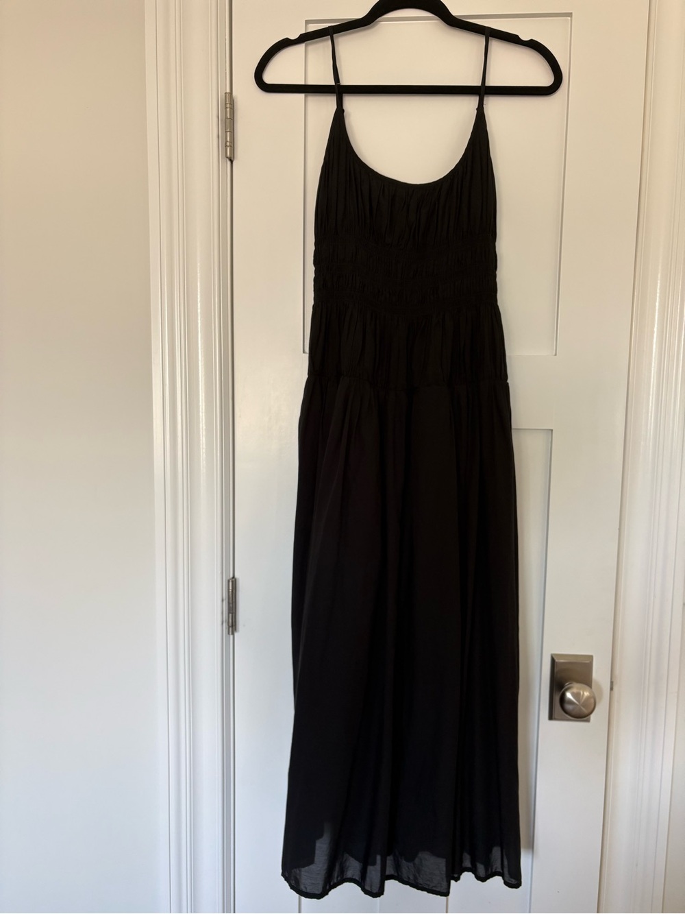 Elan Black Smocked Maxi Dress with Spaghetti Straps